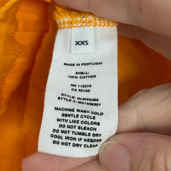 Helmet Lang Textured Stripe Crop Apricot Cotton Polo Shirt - Picture 12 of 13